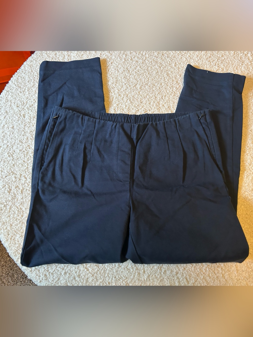 J. Jill Navy Elastic-Waist Pleated Ankle Pants